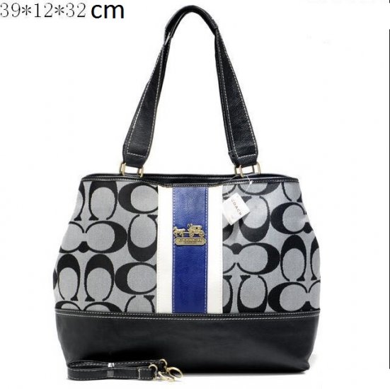 Coach Hamptons In Printed Signature Large Grey Totes ANM | Women - Click Image to Close